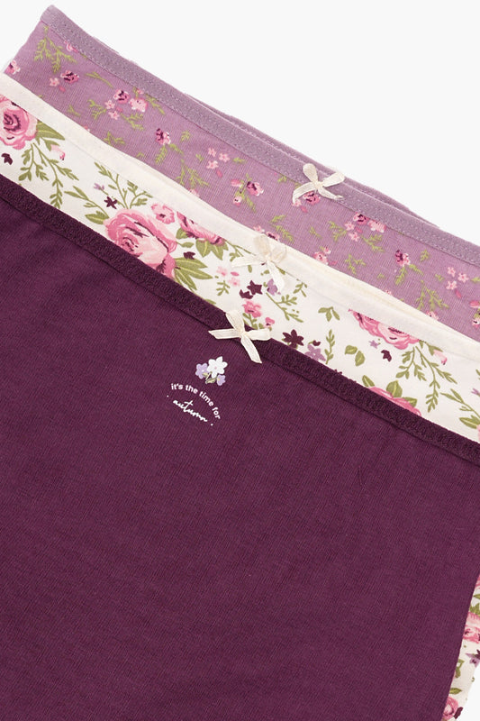 مجموعة من 3 سراويل داخلية كاملة ملونة