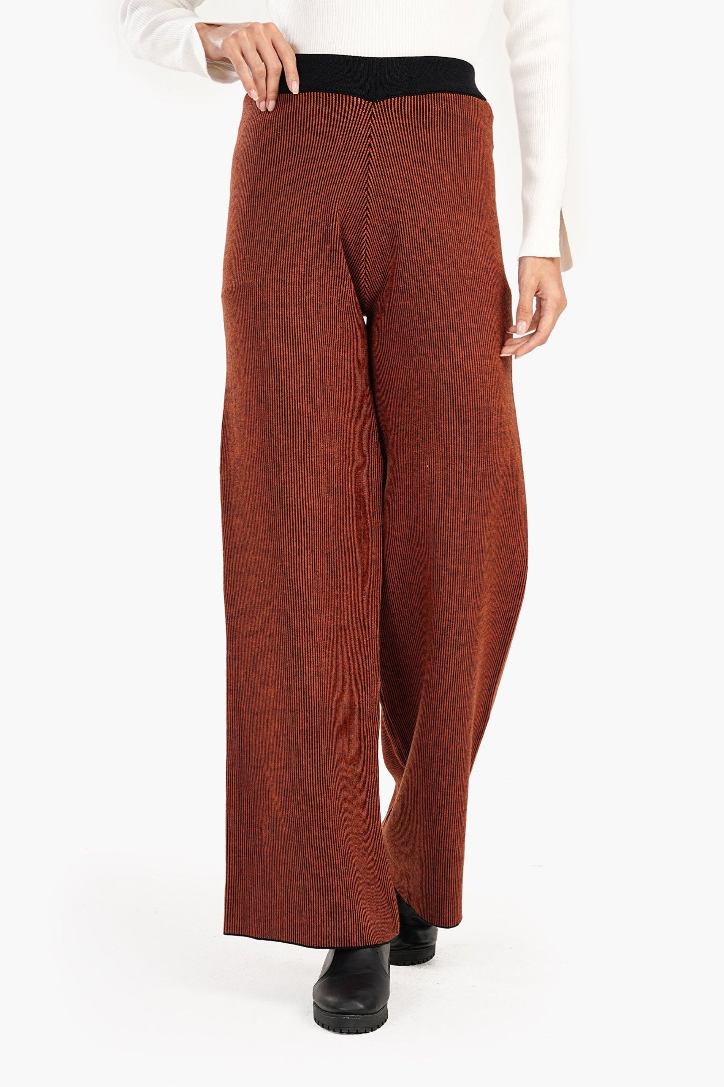 Ribbed Pattern Wide Leg Lounge Pants