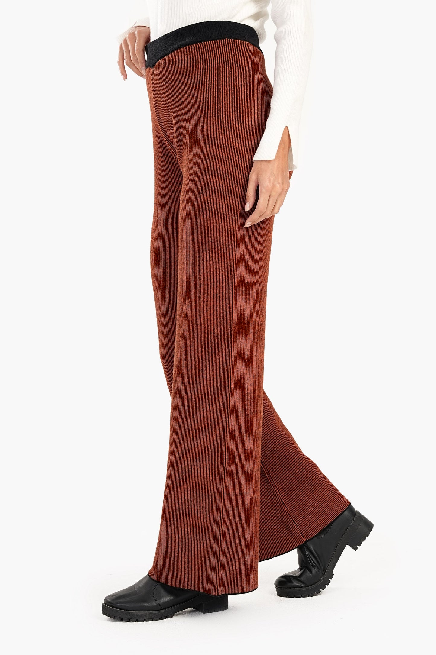 Ribbed Pattern Wide Leg Lounge Pants