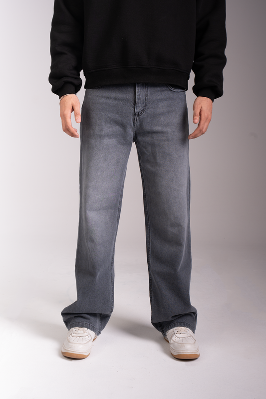 Wide Leg Jeans, Light Gray