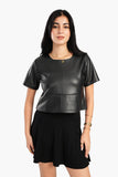 Short Sleeves Leather Top