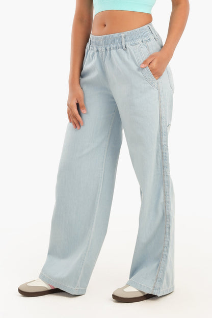 بنطال جينز خفيف الوزن واسع الساق