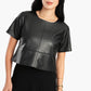 Short Sleeves Leather Top