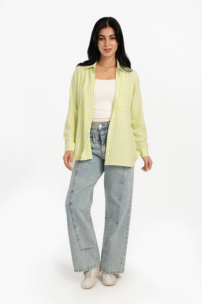 قميص مخطط عالي ومنخفض