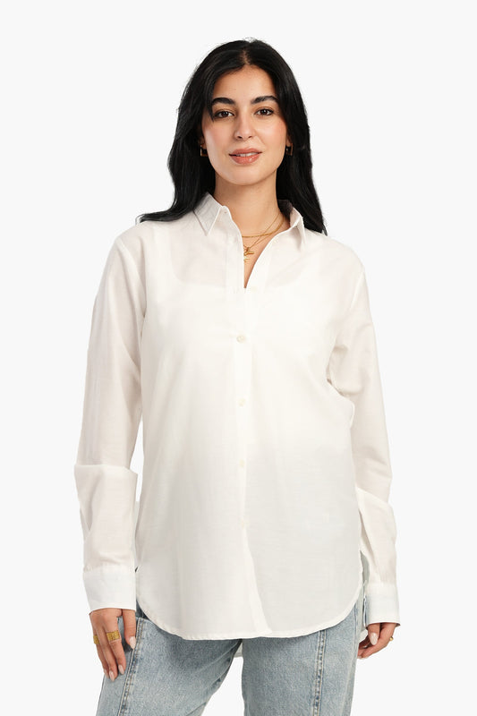 قميص بوبلين أبيض عاجي