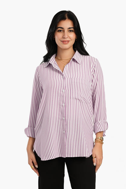 قميص مخطط عالي ومنخفض