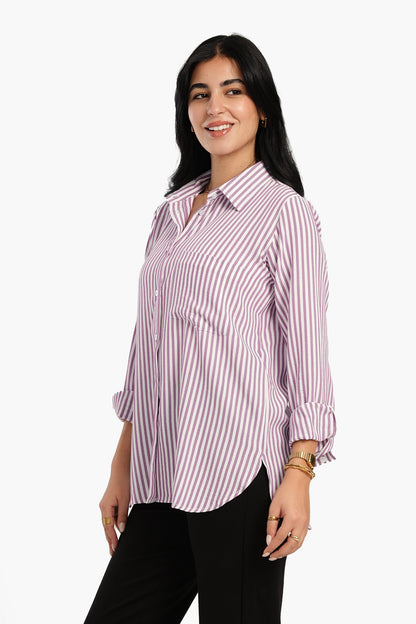 قميص مخطط عالي ومنخفض