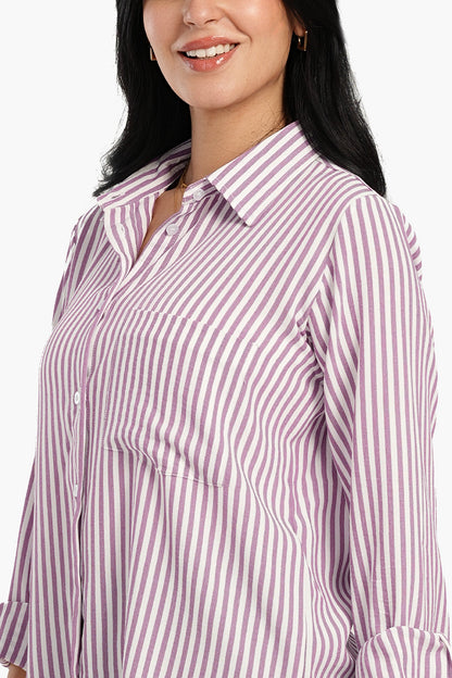 قميص مخطط عالي ومنخفض