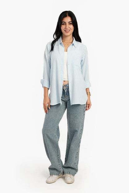 قميص مخطط عالي ومنخفض