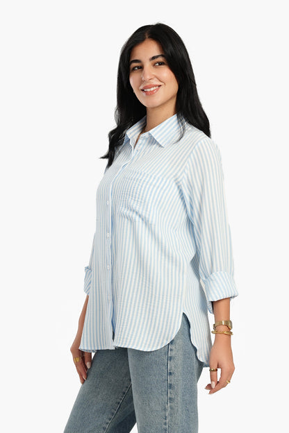 قميص مخطط عالي ومنخفض