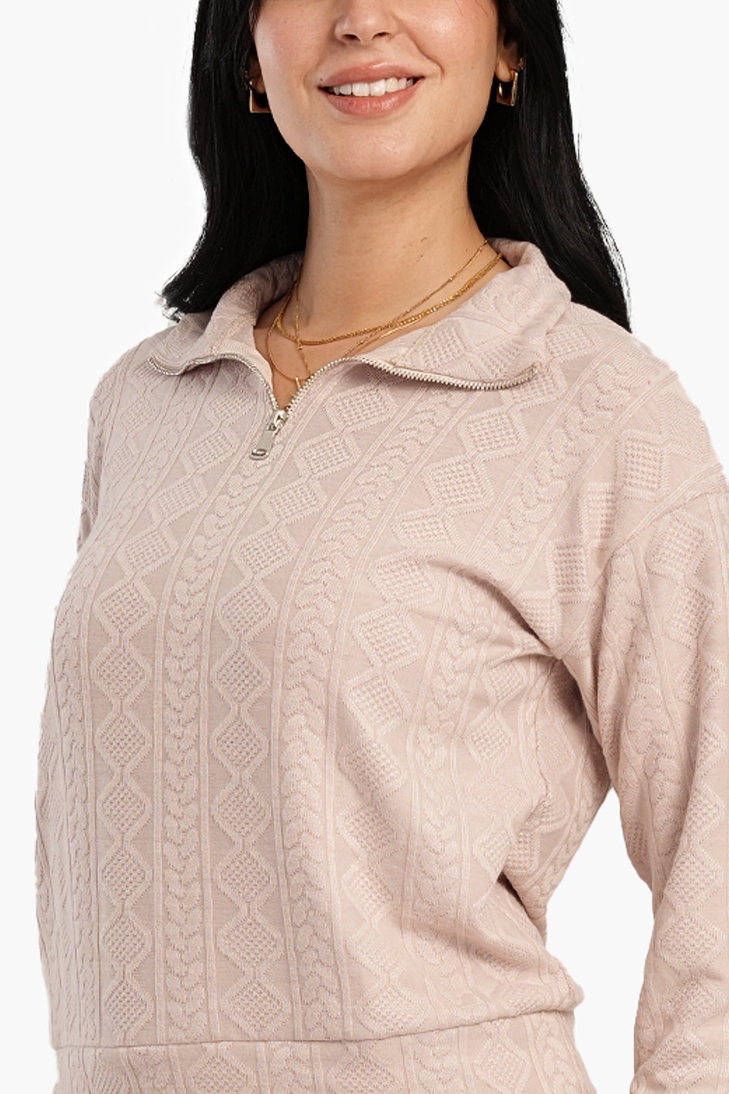 طقم بيجامة بسحاب نصفي