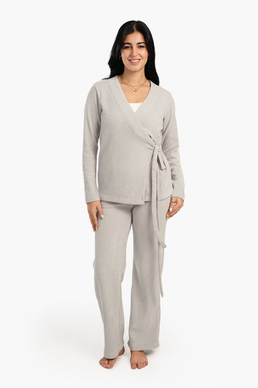 Wrap Front Ribbed Pyjama Set