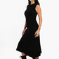 Black Ribbed Asymmetrical Dress