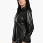 Snap Closure Black Leather Shirt