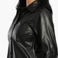 Snap Closure Black Leather Shirt