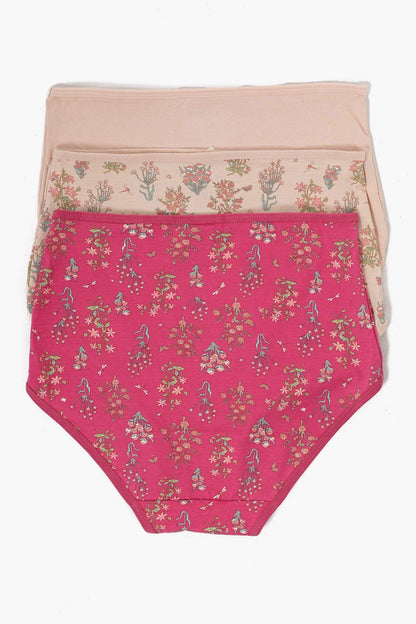 مجموعة من 3 سراويل داخلية كاملة ملونة