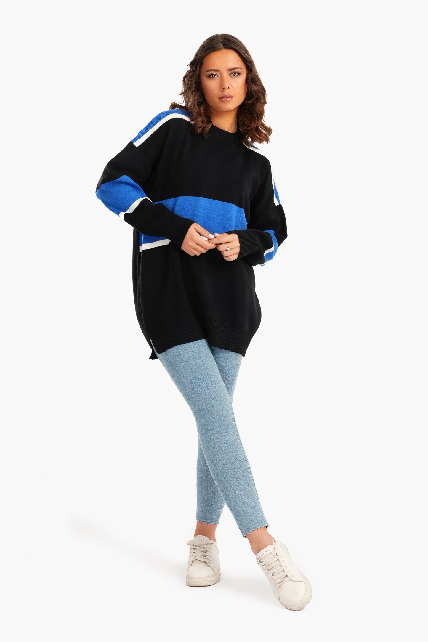 Tri-Tone Lounge Sweater with Crew Neck