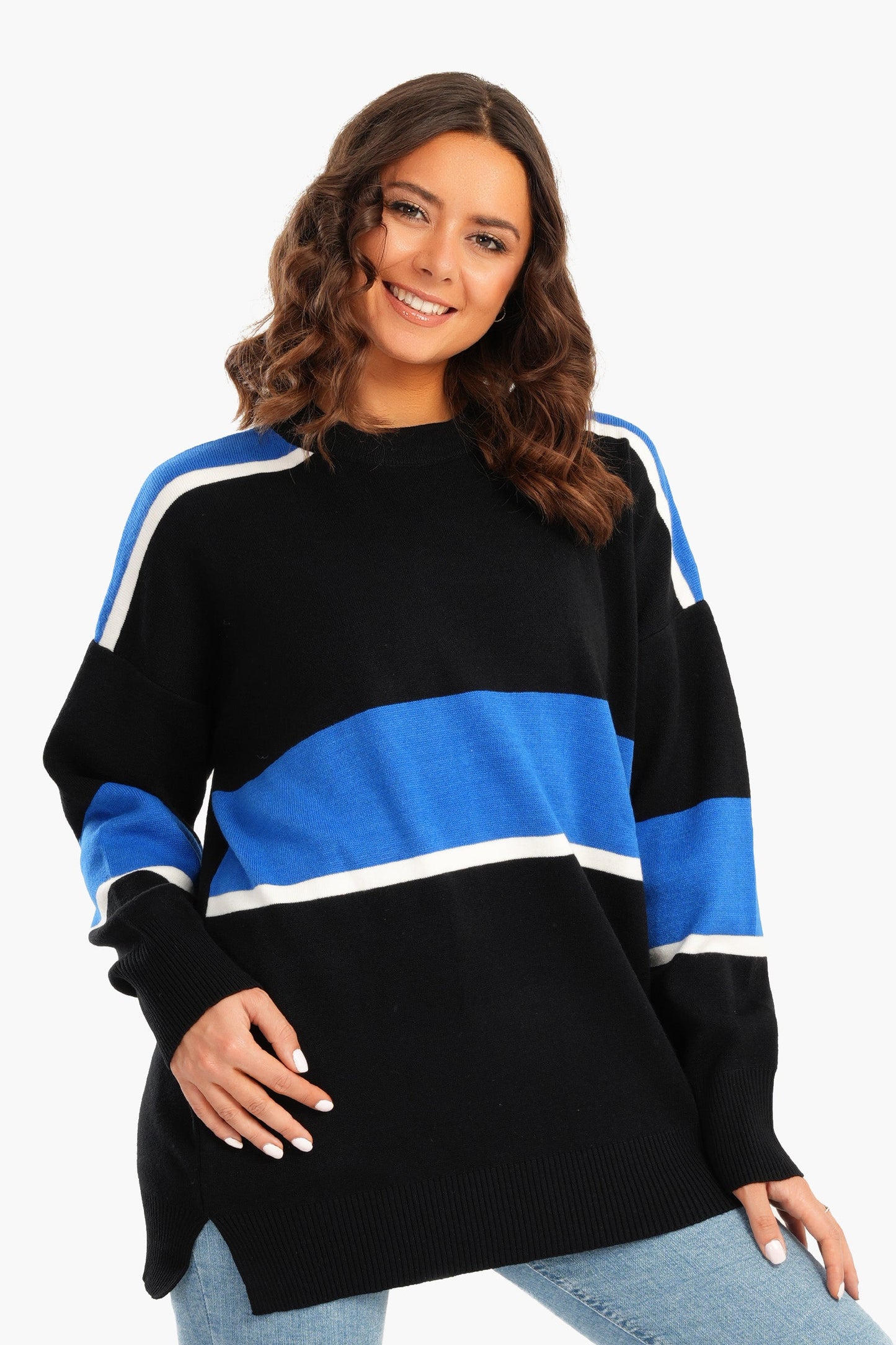 Tri-Tone Lounge Sweater with Crew Neck