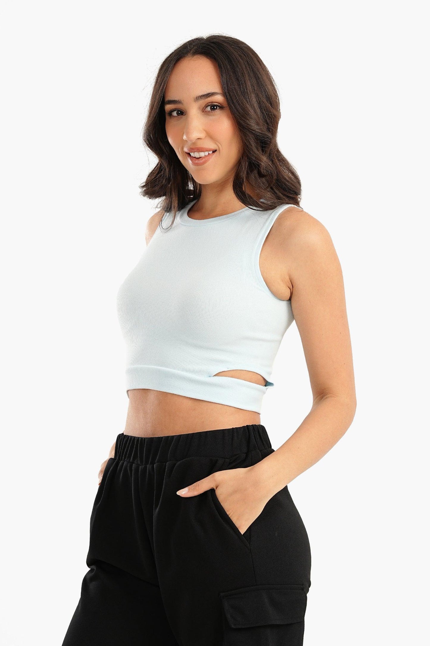 Carina Ribbed Top with Cut Out Sides