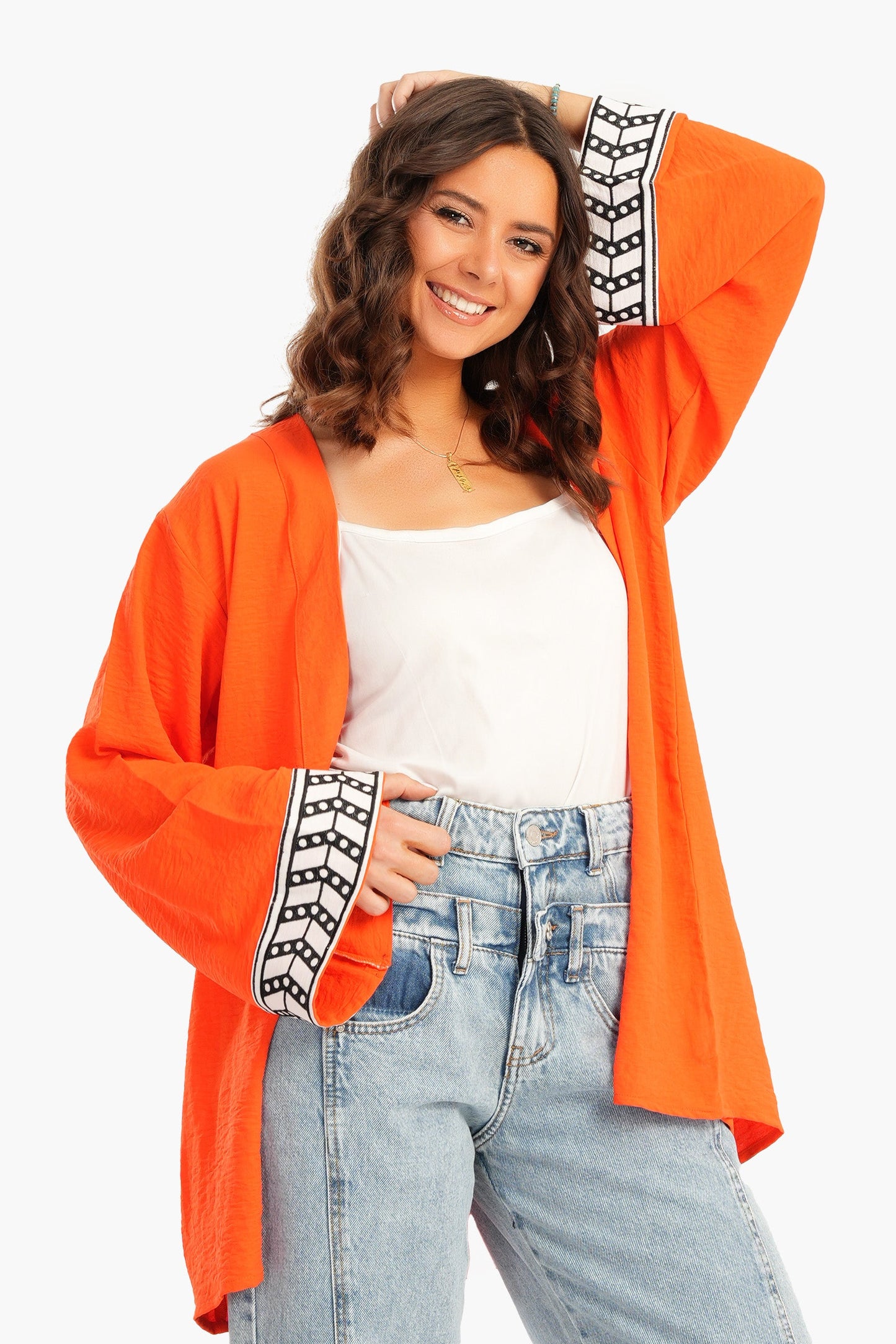 Back Palm Print Kimono