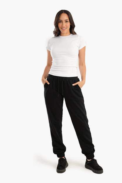 Black Cotton Lounge Sweatpants