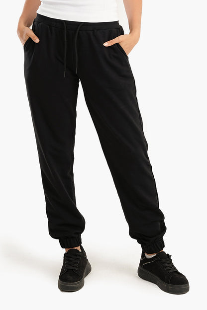 Black Cotton Lounge Sweatpants