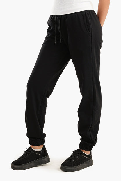 Black Cotton Lounge Sweatpants