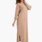 Ribbed High Neck Wool Dress