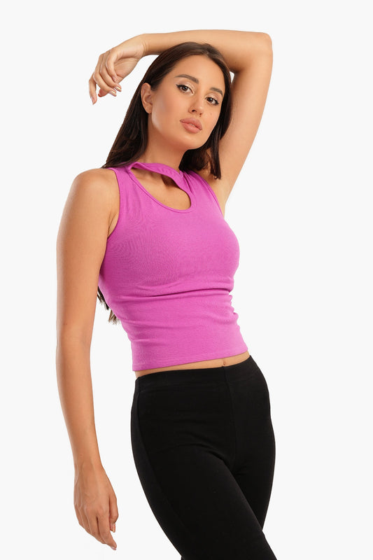 Carina Ribbed Front Cut Out Top