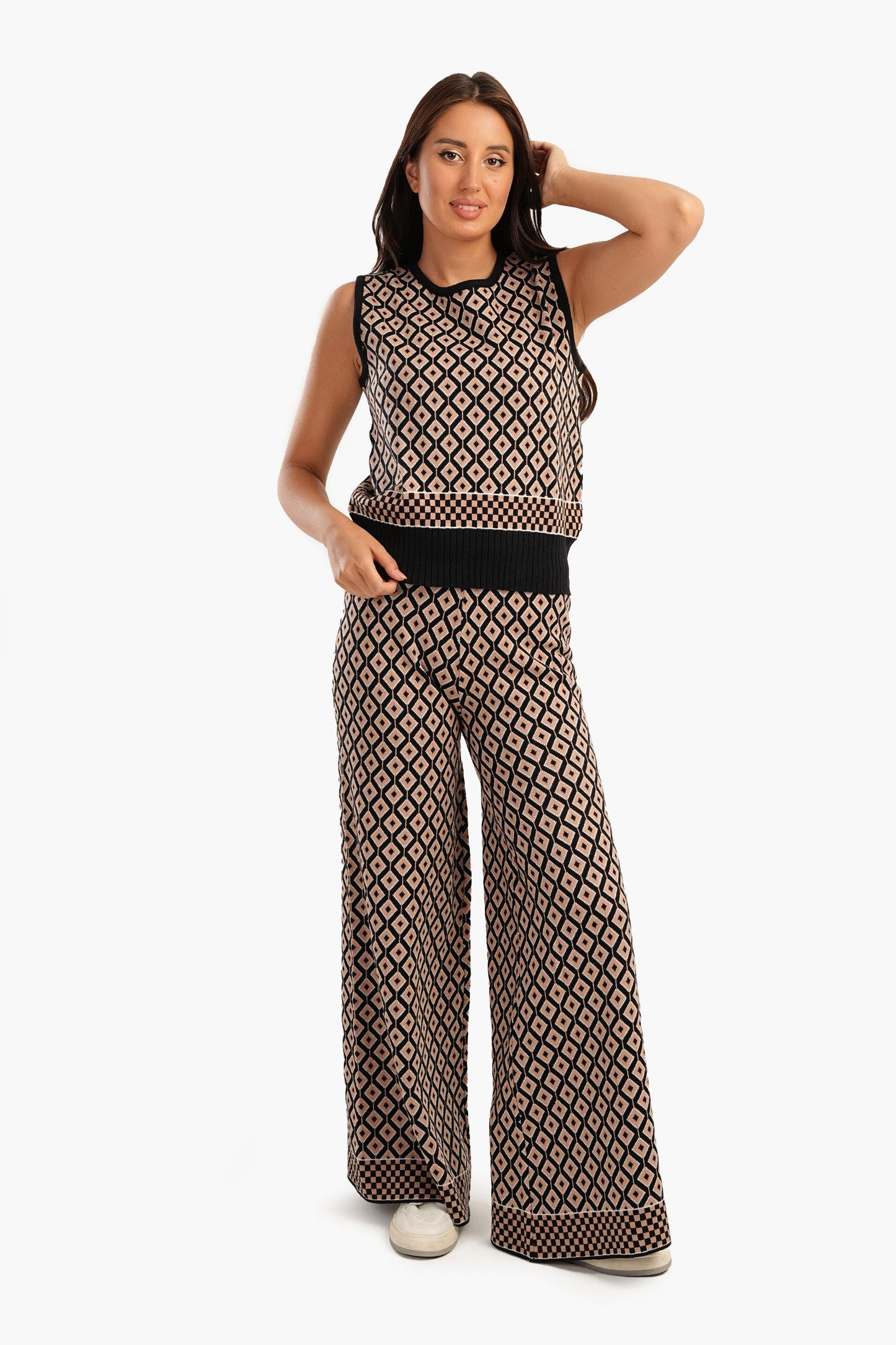 Argyle Pattern Knitted Pants