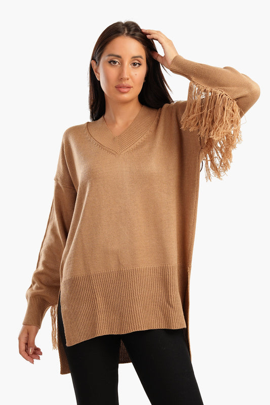 High Low Pullover With Fringes