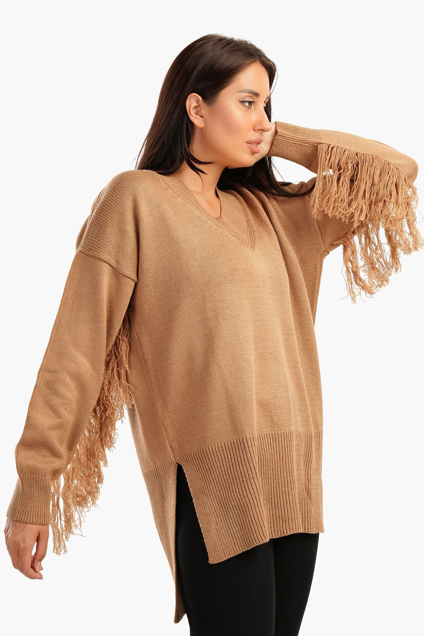 High Low Pullover With Fringes