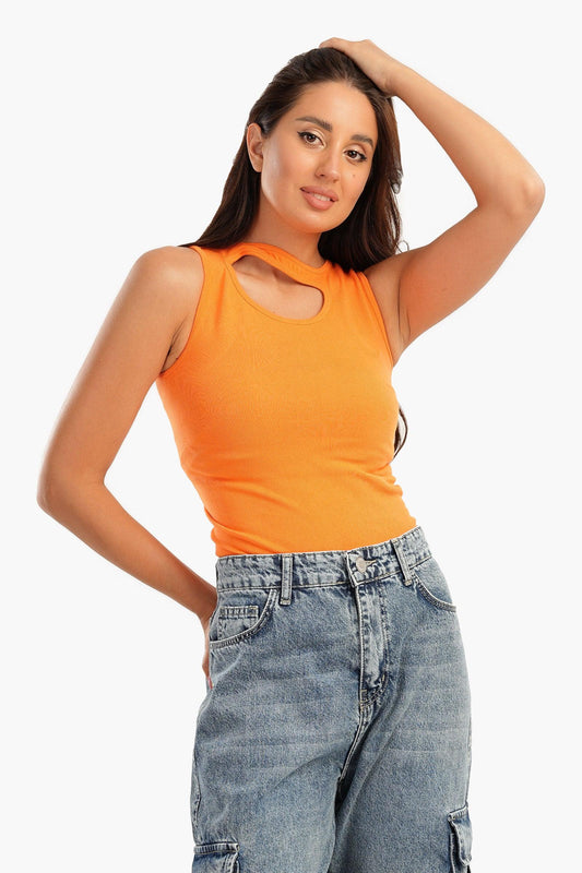 Carina Ribbed Front Cut Out Top