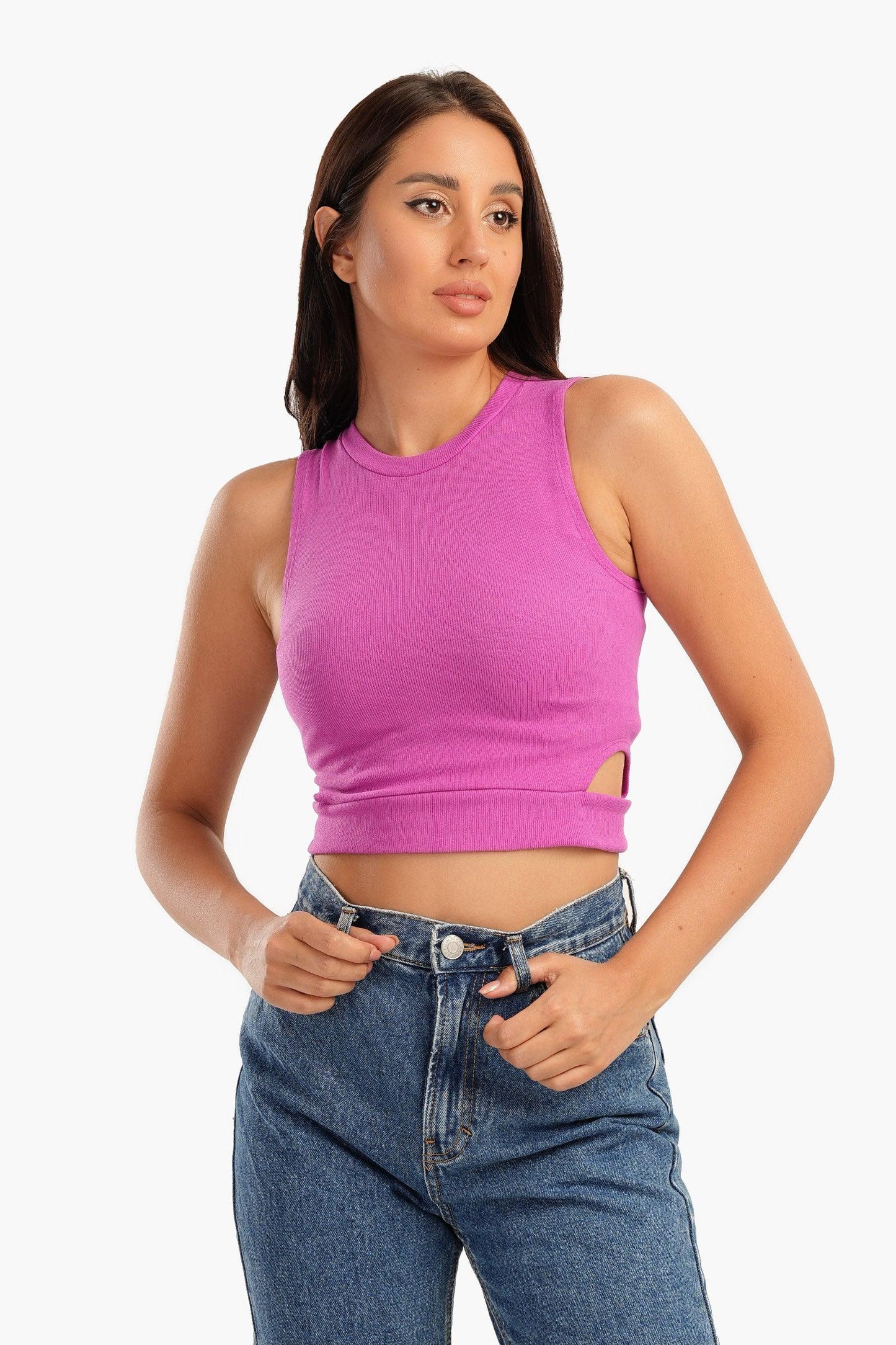 Carina Ribbed Top with Cut Out Sides