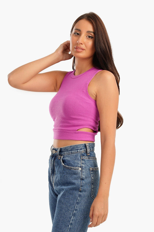 Ribbed Top with Cut Out Sides