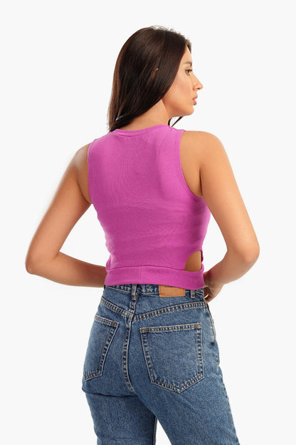 Ribbed Top with Cut Out Sides