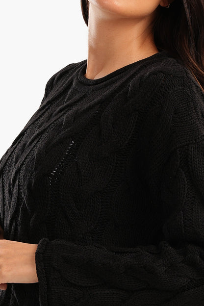 بلوفر محبوك برقبة دائرية