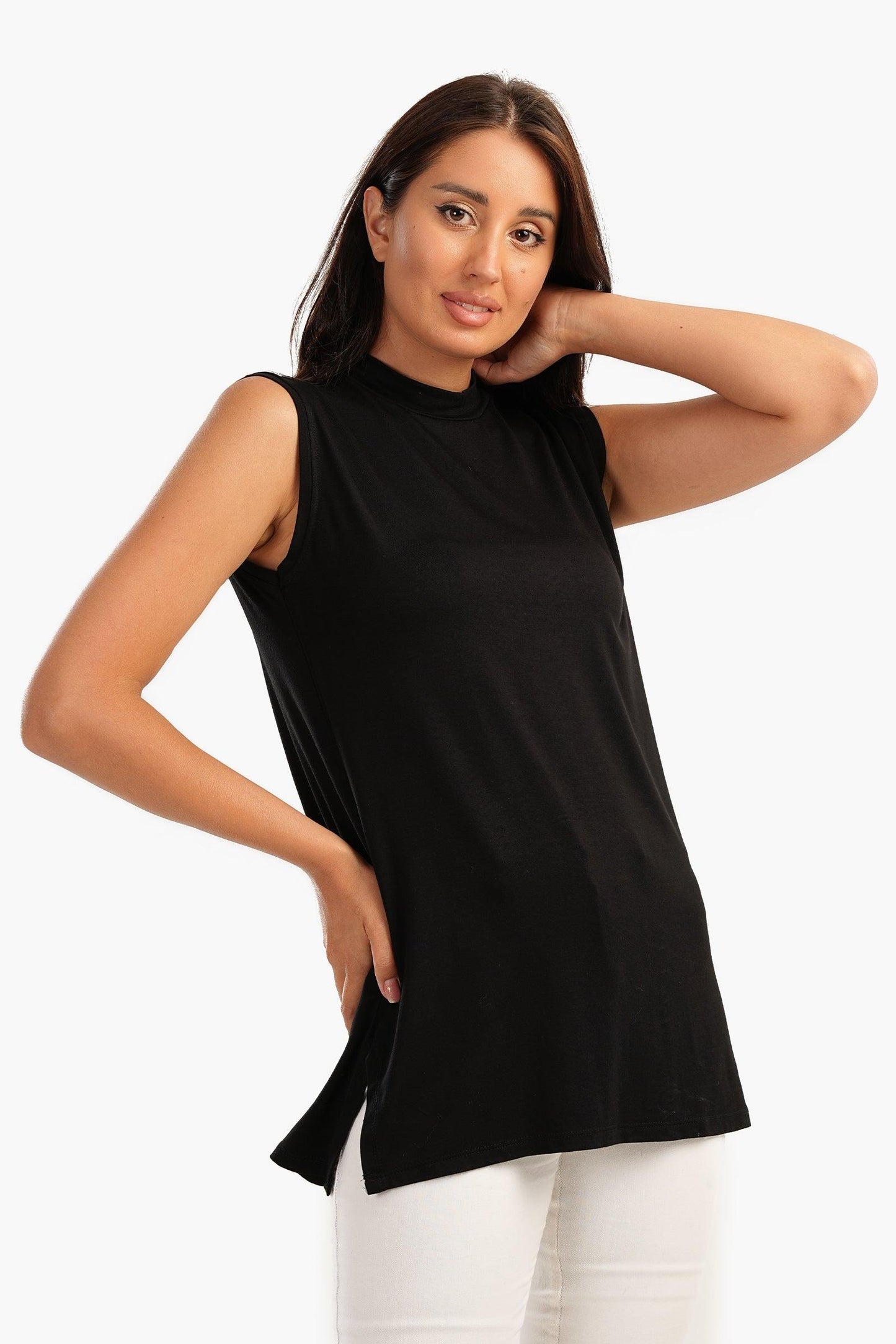 Black Viscose Regular Fit Top