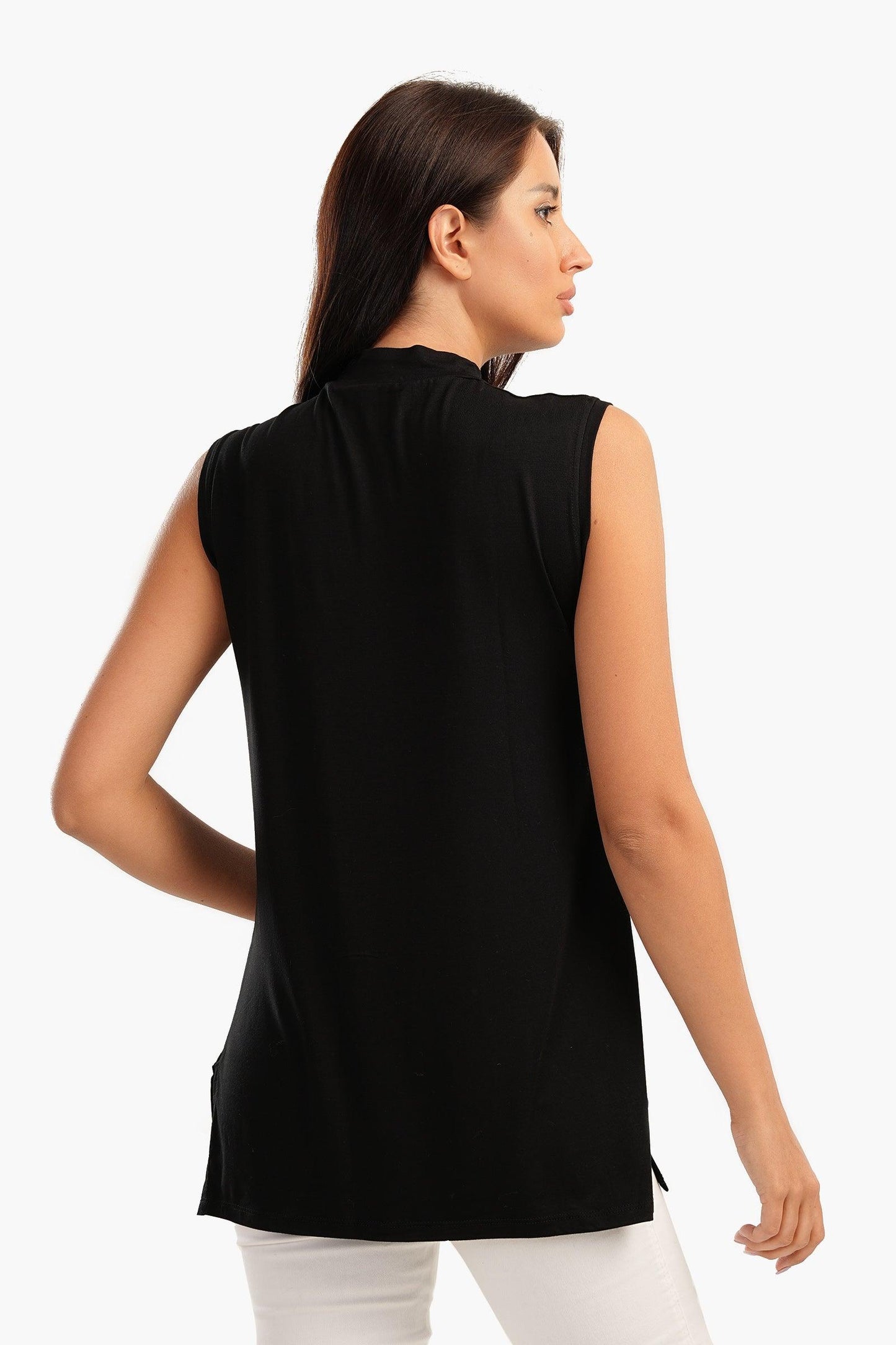 Black Viscose Regular Fit Top