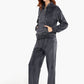 Half Zip Closure Velvet Pyjama Set