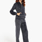 Half Zip Closure Velvet Pyjama Set