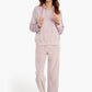 Half Zip Closure Velvet Pyjama Set