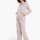 Half Zip Closure Velvet Pyjama Set