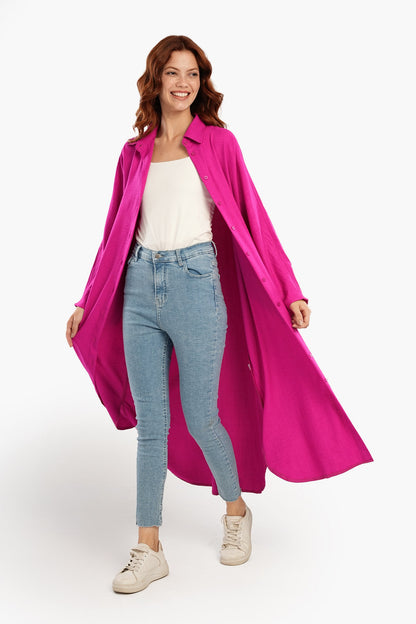 فستان قميصي متوسط ​​الطول