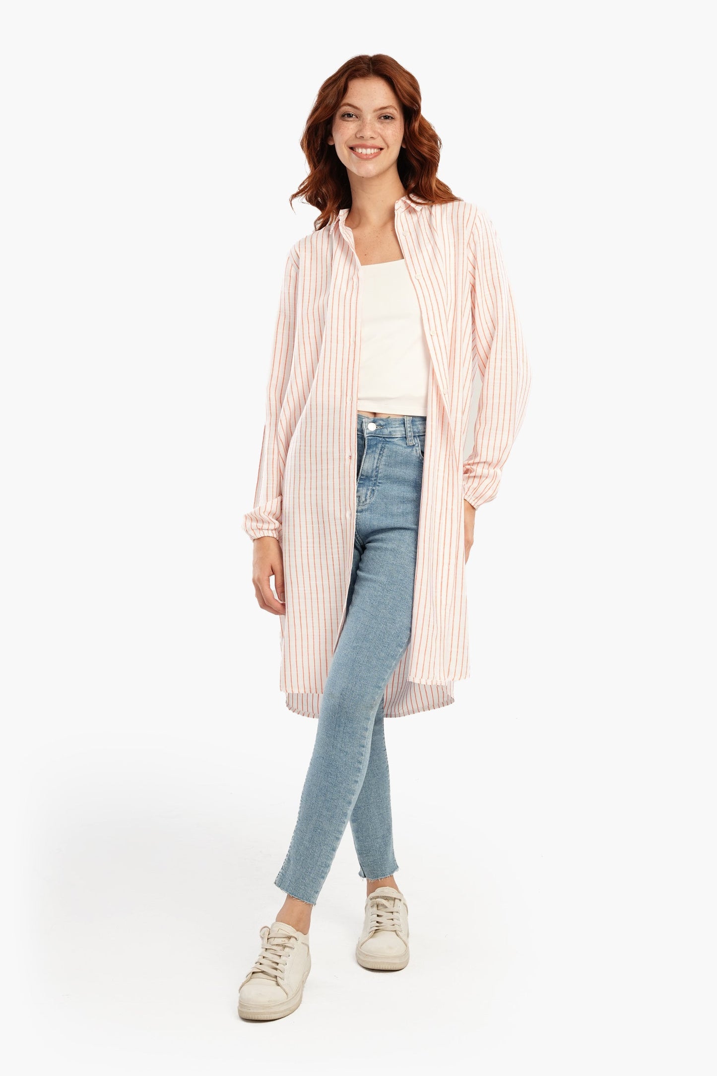 فستان قميص قصير مخطط