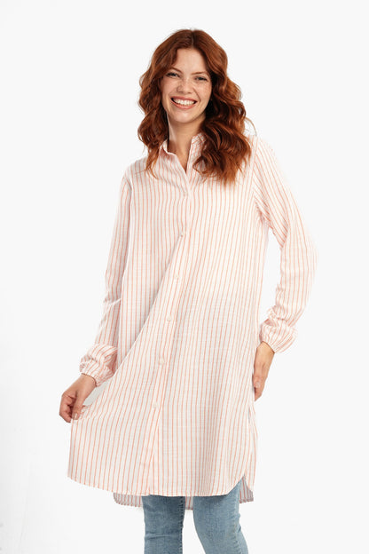 فستان قميص قصير مخطط