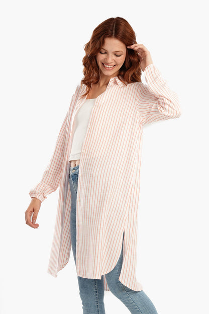 فستان قميص قصير مخطط