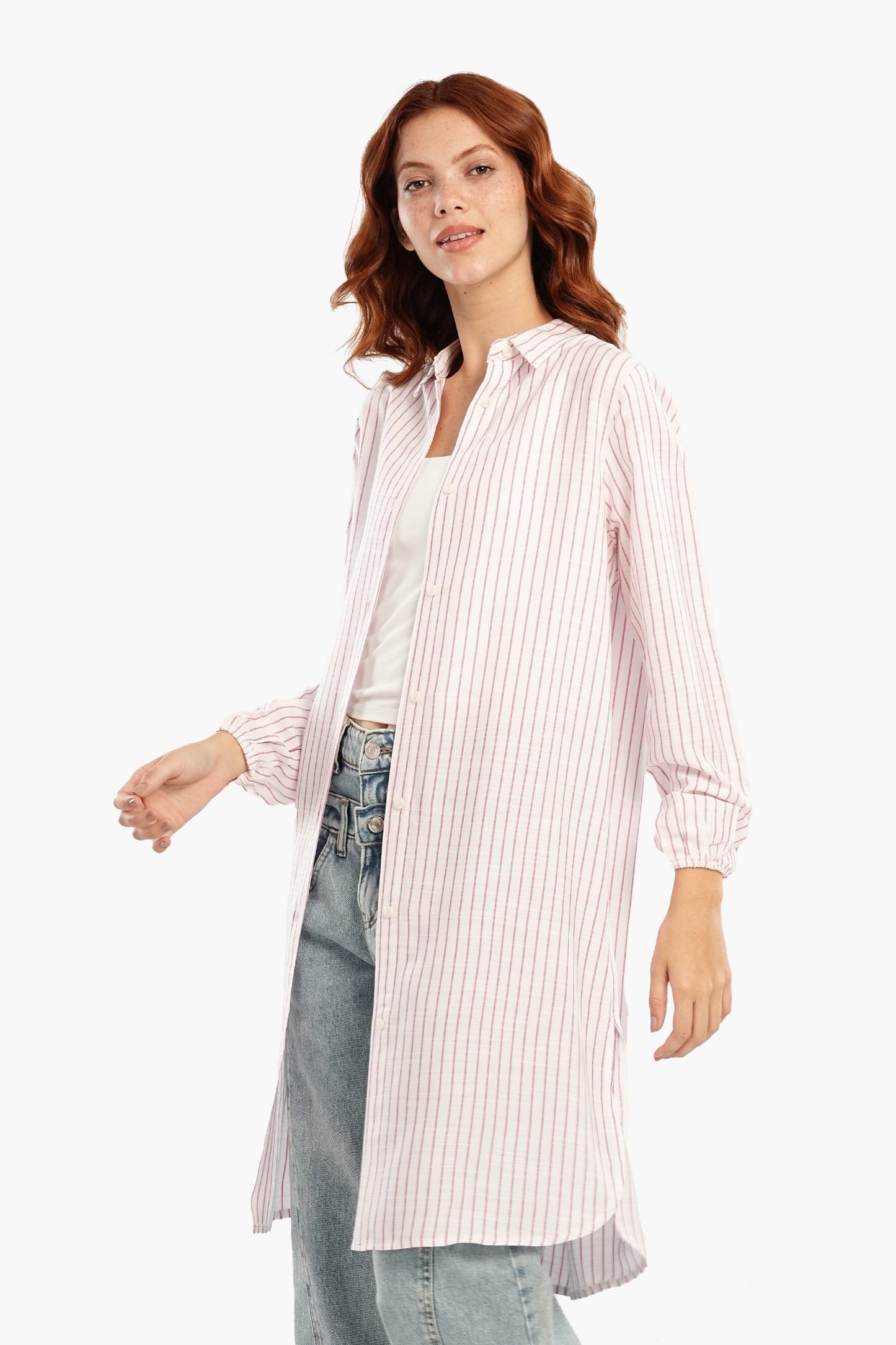 فستان قميص قصير مخطط