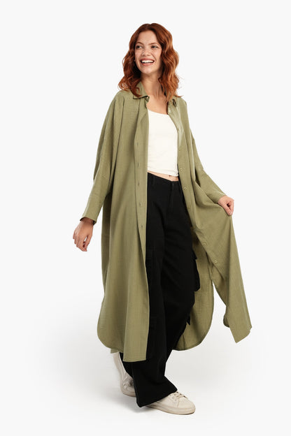 فستان قميصي متوسط ​​الطول