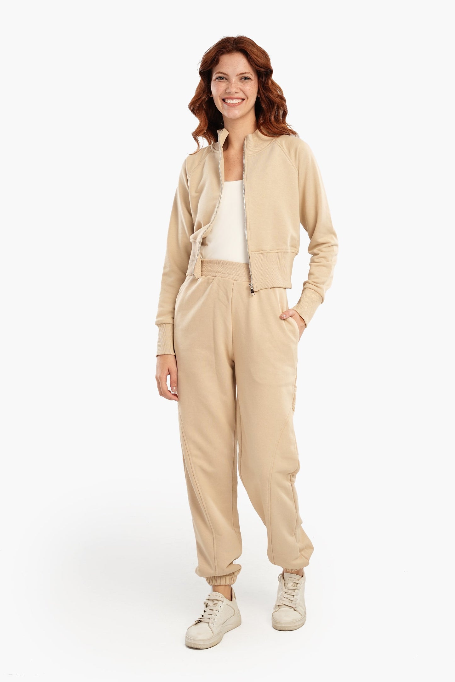 Beige Melton Sweatpants